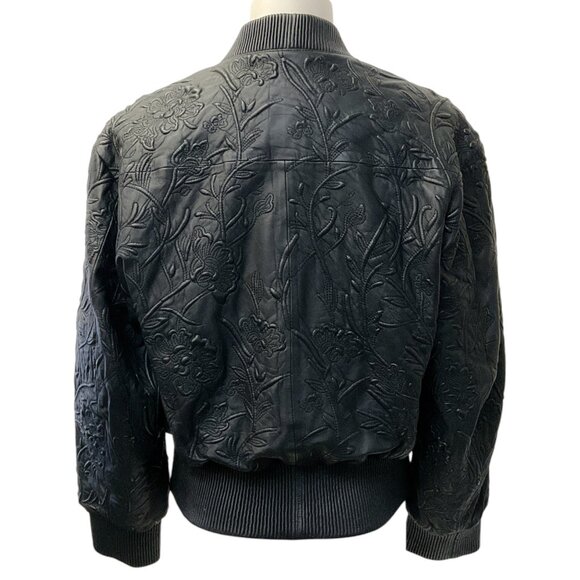 Munthe Black Leather Embossed Ferril Jacket - Picture 3 of 4